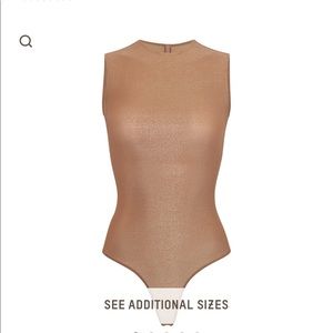 Skims sheer shimmer glisenette crewneck bodysuit color sienna  NWT XL